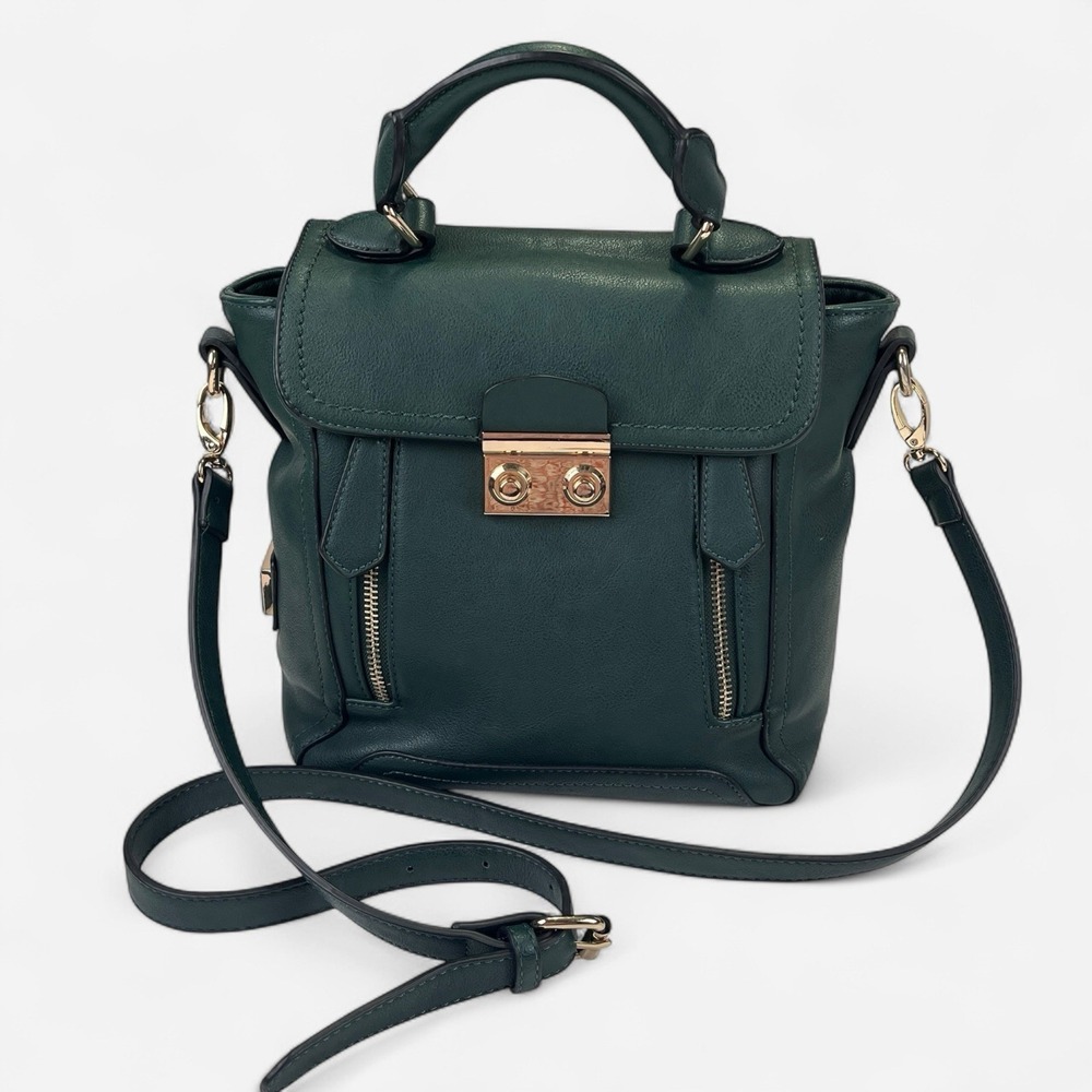 Christian Lacroix Green Top Handle Bag Purse Crossbody Strap Vegan Leather